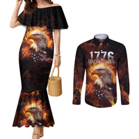 We The People Since 1776 Couples Matching Mermaid Dress and Long Sleeve Button Shirt USA Flag Flame Eagle - Wonder Print Shop