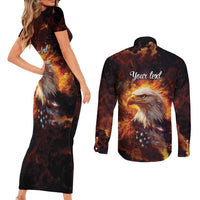 We The People Since 1776 Couples Matching Short Sleeve Bodycon Dress and Long Sleeve Button Shirt USA Flag Flame Eagle - Wonder Print Shop