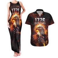 We The People Since 1776 Couples Matching Tank Maxi Dress and Hawaiian Shirt USA Flag Flame Eagle - Wonder Print Shop