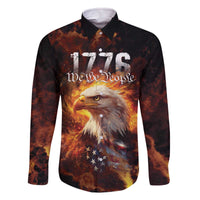 We The People Since 1776 Family Matching Off The Shoulder Long Sleeve Dress and Hawaiian Shirt USA Flag Flame Eagle - Wonder Print Shop