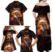 We The People Since 1776 Family Matching Off Shoulder Maxi Dress and Hawaiian Shirt USA Flag Flame Eagle - Wonder Print Shop