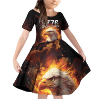 We The People Since 1776 Family Matching Off Shoulder Short Dress and Hawaiian Shirt USA Flag Flame Eagle - Wonder Print Shop