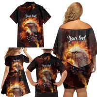 We The People Since 1776 Family Matching Off Shoulder Short Dress and Hawaiian Shirt USA Flag Flame Eagle - Wonder Print Shop