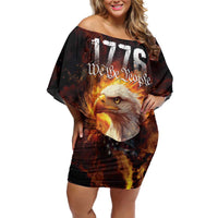 We The People Since 1776 Family Matching Off Shoulder Short Dress and Hawaiian Shirt USA Flag Flame Eagle - Wonder Print Shop