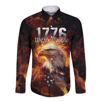 We The People Since 1776 Long Sleeve Button Shirt USA Flag Flame Eagle - Wonder Print Shop