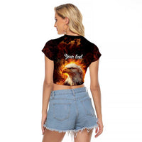 We The People Since 1776 Raglan Cropped T Shirt USA Flag Flame Eagle - Wonder Print Shop