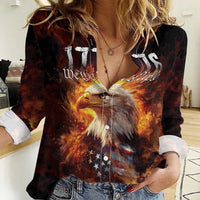 We The People Since 1776 Women Casual Shirt USA Flag Flame Eagle - Wonder Print Shop