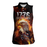 We The People Since 1776 Women Sleeveless Polo Shirt USA Flag Flame Eagle - Wonder Print Shop