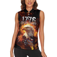 We The People Since 1776 Women Sleeveless Polo Shirt USA Flag Flame Eagle - Wonder Print Shop