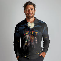Halloween Raccoon Jimothy Personalized Long Sleeve Polo Shirt