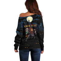 Halloween Raccoon Jimothy Personalized Off Shoulder Sweater