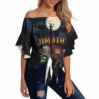 Halloween Raccoon Jimothy Personalized Off Shoulder Wrap Waist Top