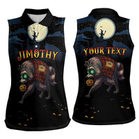 Halloween Raccoon Jimothy Personalized Women Sleeveless Polo Shirt