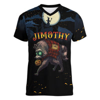 Halloween Raccoon Jimothy Personalized Women V-Neck T-Shirt