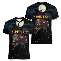 Halloween Raccoon Jimothy Personalized Women V-Neck T-Shirt