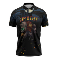 Halloween Raccoon Jimothy Personalized Zipper Polo Shirt
