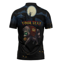 Halloween Raccoon Jimothy Personalized Zipper Polo Shirt