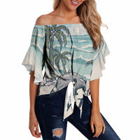Hot Jimothy Summer Retro Style Off Shoulder Wrap Waist Top