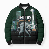 Raccoon Jimothy Runs This City Bomber Puffer Jacket