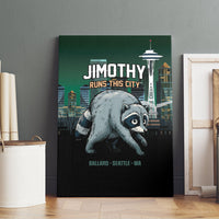 Raccoon Jimothy Runs This City Canvas Wall Art