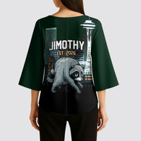 Raccoon Jimothy Runs This City Kimono Sleeve Blouse