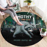Raccoon Jimothy Runs This City Round Carpet