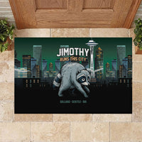 Raccoon Jimothy Runs This City Rubber Doormat