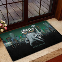 Raccoon Jimothy Runs This City Rubber Doormat