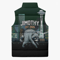 Raccoon Jimothy Runs This City Sleeveless Puffer Jacket