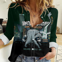 Raccoon Jimothy Runs This City Women Casual Shirt