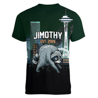 Raccoon Jimothy Runs This City Women V-Neck T-Shirt
