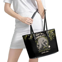 Raccoon Jimothy Meme Leather Tote Bag What Am I Looking At