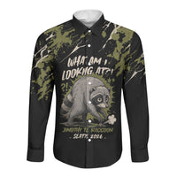 Personalized Raccoon Jimothy Meme Long Sleeve Button Shirt What Am I Looking At