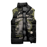 Personalized Raccoon Jimothy Meme Sleeveless Puffer Jacket What Am I Looking At