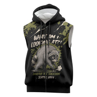 Personalized Raccoon Jimothy Meme Sleeveless Zip Hoodie What Am I Looking At