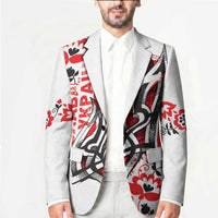 Ukrainian Heritage Tryzub Floral Blazer Ykpaiha Folk Art