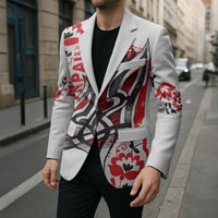 Ukrainian Heritage Tryzub Floral Blazer Ykpaiha Folk Art