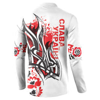 Ukrainian Heritage Tryzub Floral Button Sweatshirt Ykpaiha Folk Art