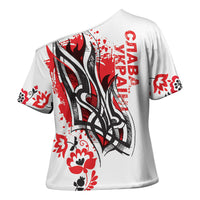 Ukrainian Heritage Tryzub Floral Cross Shoulder Shirt Ykpaiha Folk Art