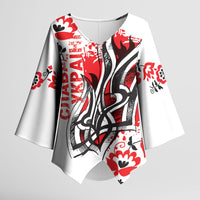 Ukrainian Heritage Tryzub Floral Kimono Sleeve Blouse Ykpaiha Folk Art