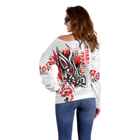 Ukrainian Heritage Tryzub Floral Off Shoulder Sweater Ykpaiha Folk Art