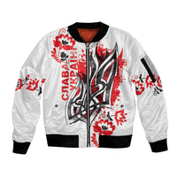 Ukrainian Heritage Tryzub Floral Sleeve Zip Bomber Jacket Ykpaiha Folk Art