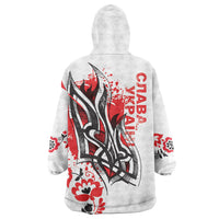 Ukrainian Heritage Tryzub Floral Wearable Blanket Hoodie Ykpaiha Folk Art