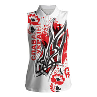 Ukrainian Heritage Tryzub Floral Women Sleeveless Polo Shirt Ykpaiha Folk Art