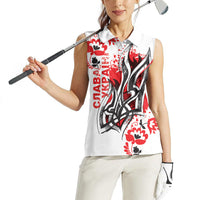 Ukrainian Heritage Tryzub Floral Women Sleeveless Polo Shirt Ykpaiha Folk Art