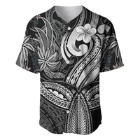 Polynesia Baseball Jersey Whale Tale and Polynesian Sunset Plumeria Black LT9 - Wonder Print Shop