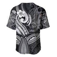 Polynesia Baseball Jersey Whale Tale and Polynesian Sunset Plumeria Black LT9 - Wonder Print Shop