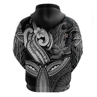 Polynesia Hoodie Whale Tale and Polynesian Sunset Plumeria Black - Wonder Print Shop