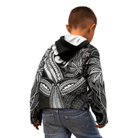 Polynesia Kid Hoodie Whale Tale and Polynesian Sunset Plumeria Black - Wonder Print Shop