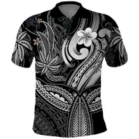 Polynesia Polo Shirt Whale Tale and Polynesian Sunset Plumeria Black - Wonder Print Shop